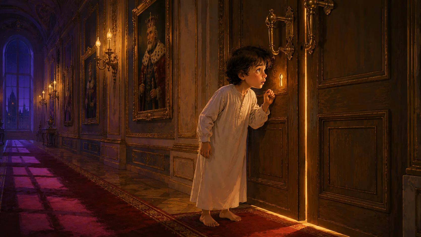 Matt outside the council hall door — barefoot on the cold floor